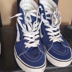 Vans Men's High-Top Sneakers - Navy and White Velvet Fabric